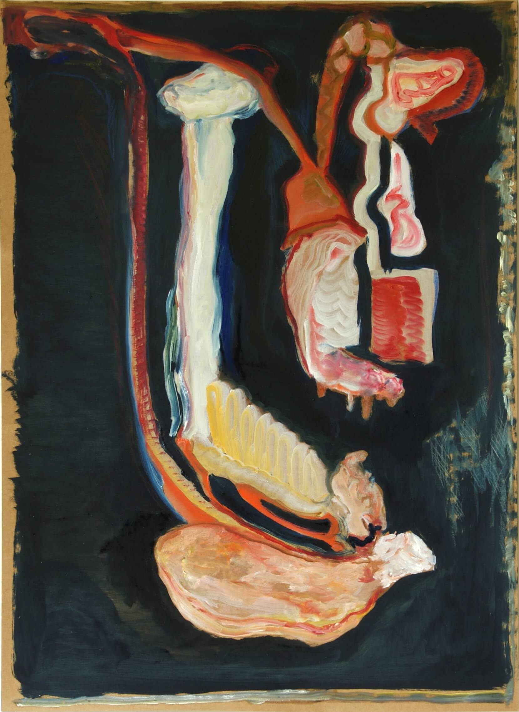 Boning: Sticks and Bones, oil on kraft paper, 50 x 70 cm. Meat art jmmys janice ys modern