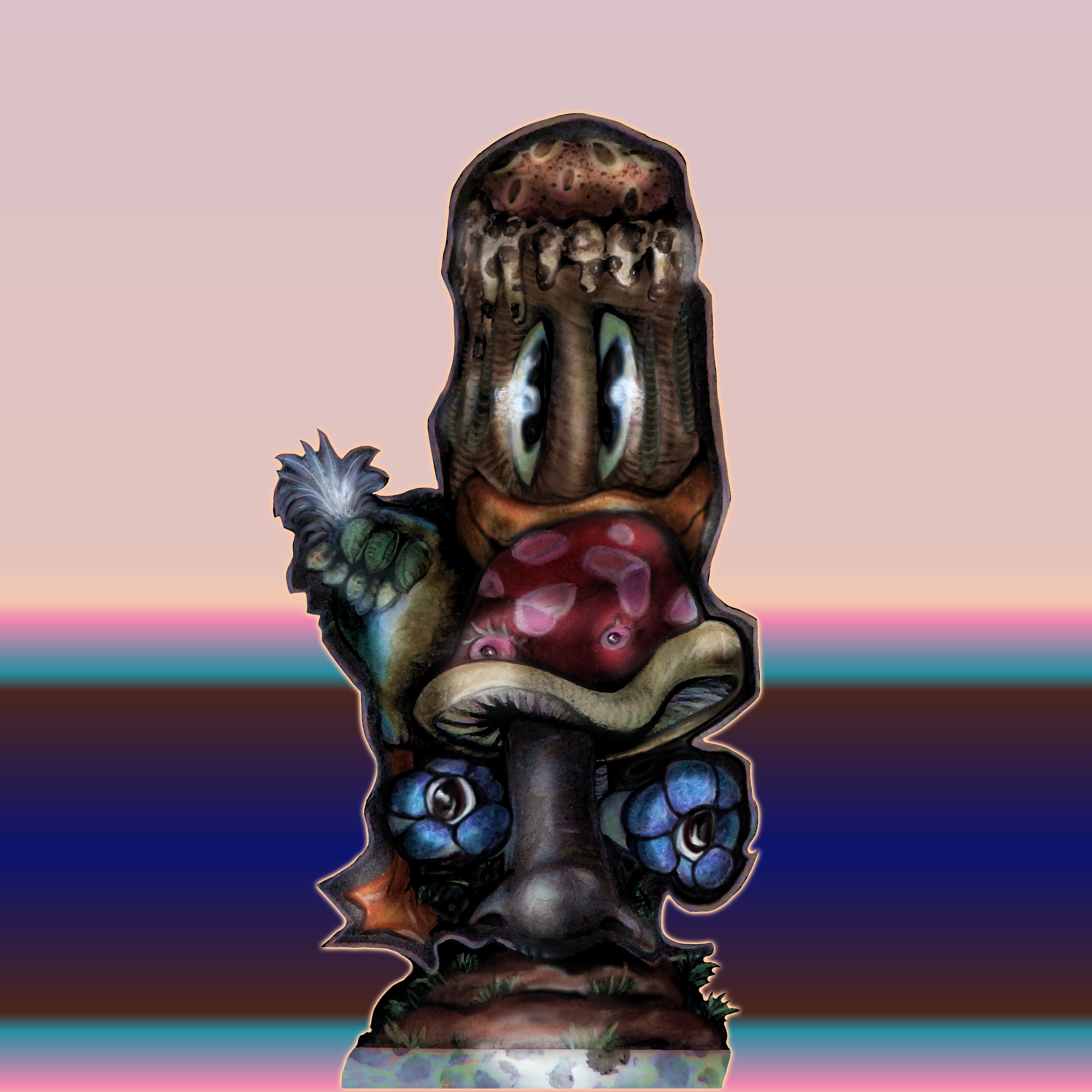 duck face illusion mushroom art