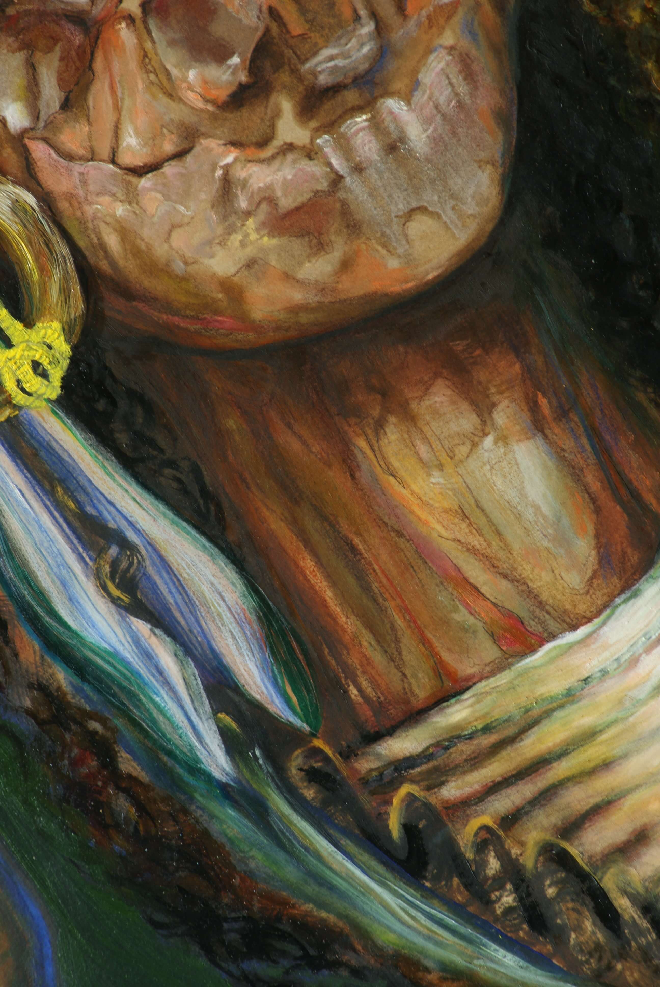 MY BIRDEN self portrait surrealism bord parot modern art abstract janice ys art jmmys oilpaint on paper