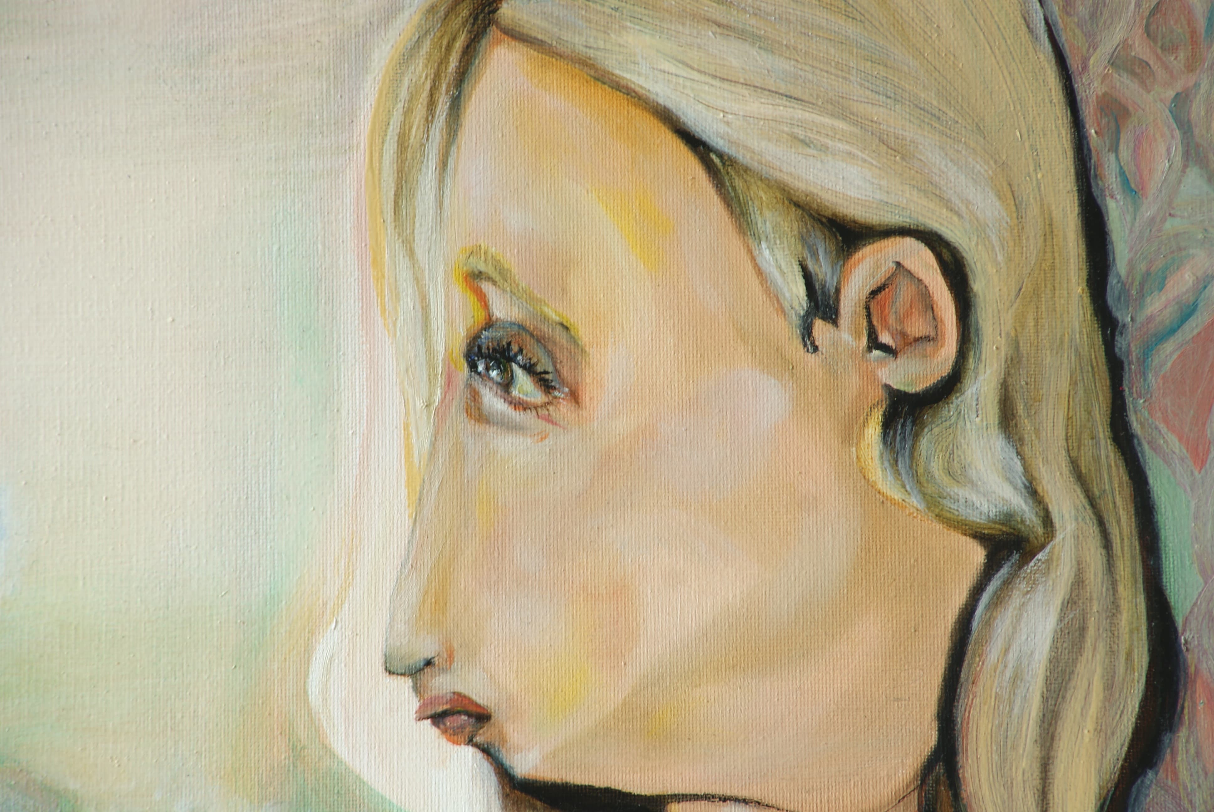 surrealism painting bird dream simulation control room droste egg death circulair life expression blond portrait